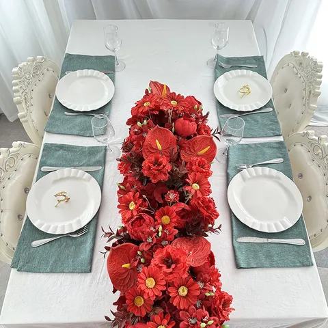 Rangée de Fleurs en Soie Luxe Nordique Arrangement Floral Artificiel Centre de Table Pour Mariage Fête Maison Hôtel Décor