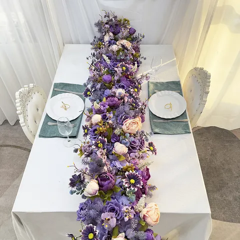 Arrangement d'Arche de Fleurs en Soie Artificielle Rose Pivoine Violette Fond Floral Pour Décoration de Fête de Mariage Accessoires de Photographie