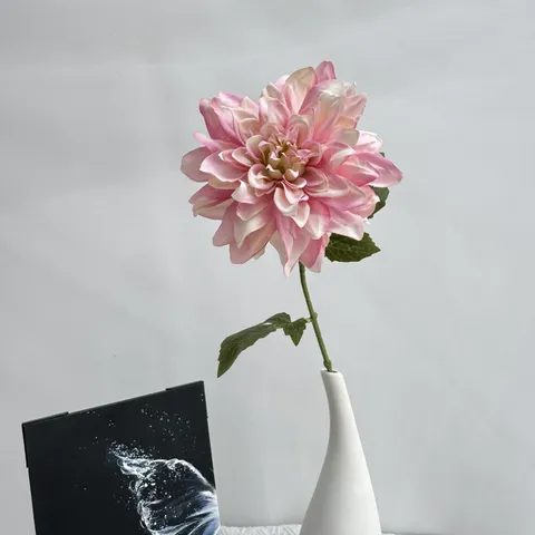 Single Dahlia Artificial Flower Silk Fabric Floral Stem For Home Decor Wedding Party Decoration Retro Aesthetic Design
