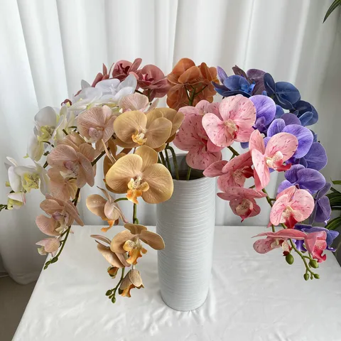 French Phalaenopsis Artificial Flower Silk Orchid Branch For Wedding Home Hotel Decor Floral Arrangement Display