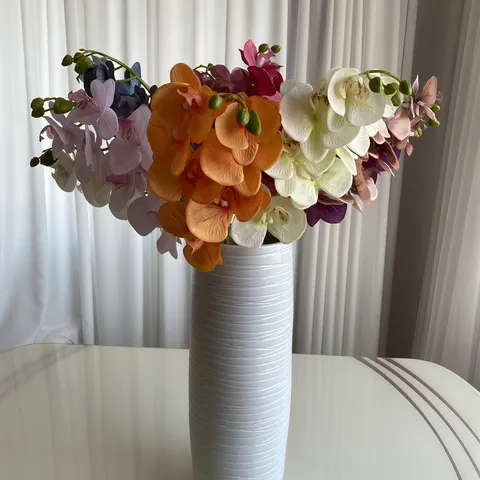 Fabric Artificial Phalaenopsis Orchid Stem Lifelike Fake Flower For Indoor Home Wedding Party Floral Decoration