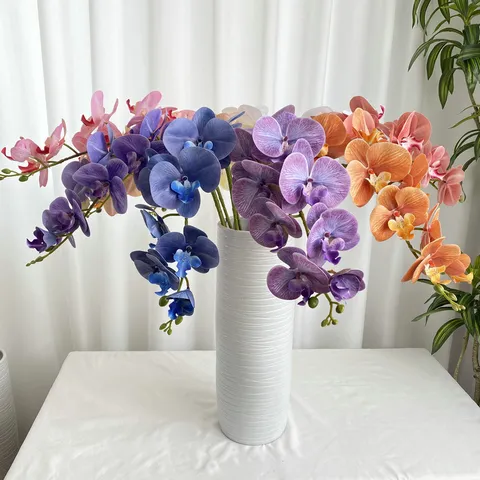 French Phalaenopsis Artificial Flower Silk Orchid Branch For Wedding Home Hotel Decor Floral Arrangement Display