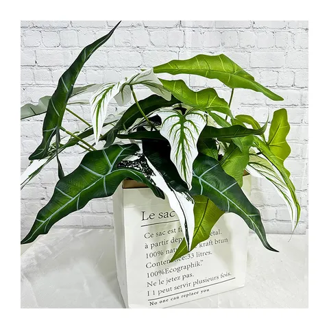 Artificial Green Plant Alocasia Leaf Branch Fake Taro Leaves For Home Living Room Wedding Party Table Centerpiece Decoration