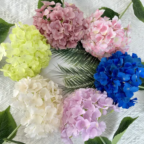 Large Single Hydrangea Artificial Flower Silk Hydrangea Stem For Wedding Party Home Decor Floral Arrangement