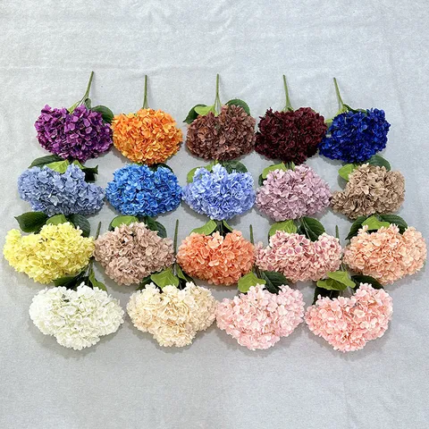 Handmade Artificial Hydrangea Flowers 5 Heads Pomegranate Silk Flower Bouquets For Home Wedding Decor Floral Arrangement