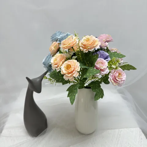 Künstlicher Pfingstrosen Hibiskus Blumenstrauß Seidenstoff Falsche Blumen Für Zuhause Hochzeit Dekoration Fotografie Requisiten