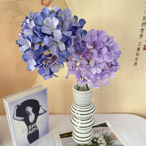 Artificial Silk Hydrangea Flower Single Branch Fake Hydrangeas For Wedding Arch Home Decor Floral Arrangement Party Supplies