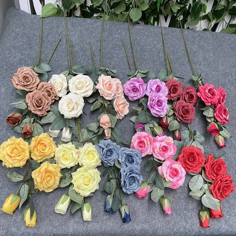 Artificial Rose Flower Bouquet 5 Heads Silk Rose Branches For Wedding Home Decor Party Floral Arrangement Photography Props