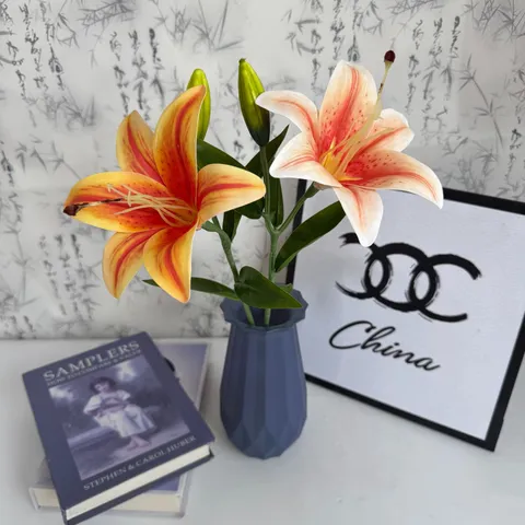 3D Printed Artificial Lily Single Stem Fake Silk Flower For Home Wedding Party Decor Floral Photography Props