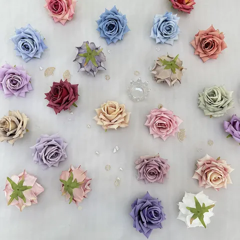 Artificial Rose Flower Heads Silk Rose Blooms For Wedding Decor Garland Floral Craft DIY Party Home Decoration