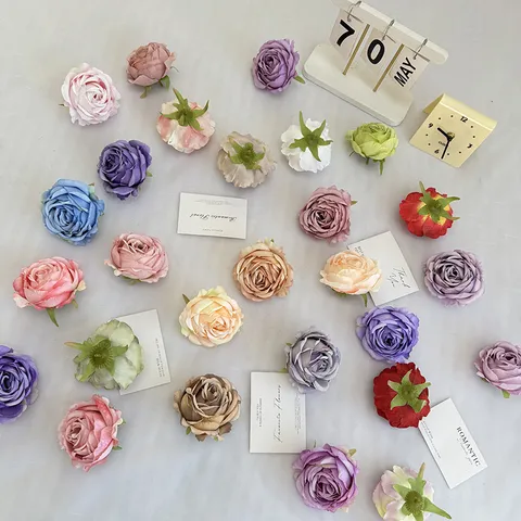 DIY Artificial Ruffled Peony Rose Flower Heads Fabric Silk Flowers For Wedding Party Home Decor Photography Props