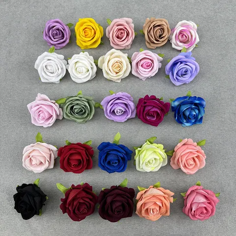 Artificial Rose Flower Heads Velvet Fake Flowers For Wedding Party Home Decor Photography Props DIY Crafts