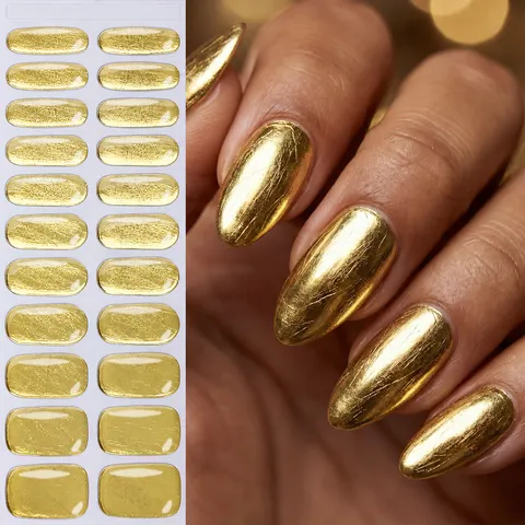 Involucri per Unghie in Gel Senza UV Adesivi per Unghie in Foglio Metallico a Specchio Unghie Finte Decalcomanie Adesive per Manicure Strisce per Nail Art