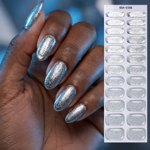 Involucri per Unghie in Gel Senza UV Adesivi per Unghie in Foglio Metallico a Specchio Unghie Finte Decalcomanie Adesive per Manicure Strisce per Nail Art