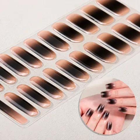 Strisce per Unghie in Gel UV Semicurate Sfumato Glitter Involucri per Unghie Professionali Press On Nails Adesivi