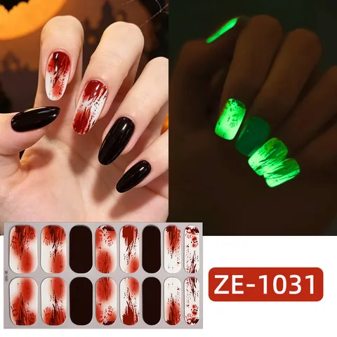 Halloween Luminoso Película de Esmalte de Uñas Brilla en la Oscuridad Fantasma Calavera Pegatinas Arte de Uñas