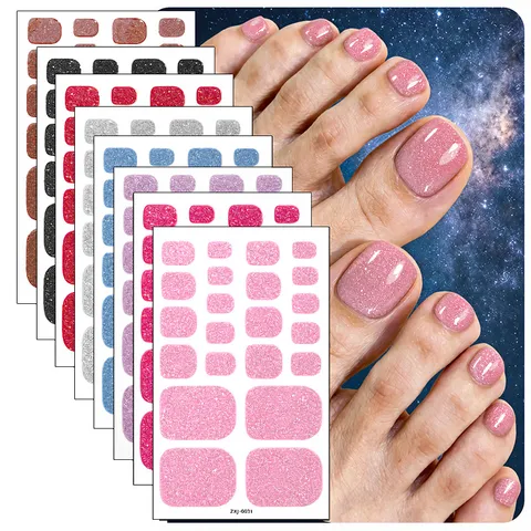 Pegatinas para Uñas de los Pies Purpurina Lentejuelas Impermeables Envoltorios de Arte de Uñas de los Pies Playa Verano Uñas Postizas