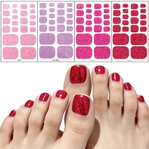 Pegatinas para Uñas de los Pies Purpurina Lentejuelas Impermeables Envoltorios de Arte de Uñas de los Pies Playa Verano Uñas Postizas