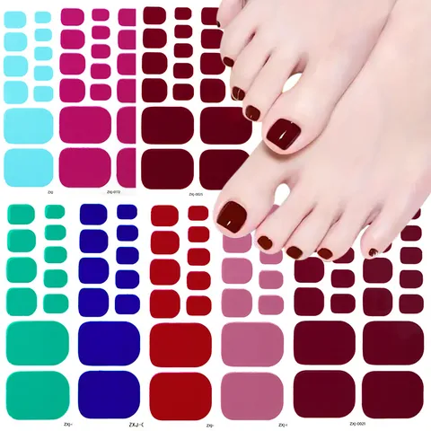 Pegatinas de Uñas de los Pies de Color Sólido Impermeables Uñas Postizas Brilliantes Envolturas de Uñas Completas Calcomanías de Pedicure Mujer Niña Decoración
