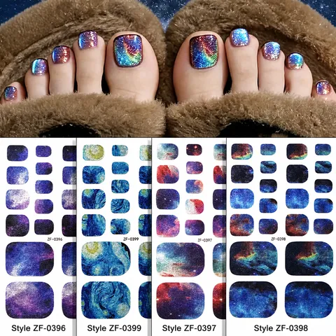 Adesivi per Unghie dei Piedi con Sfumatura di Cielo Stellato Estivo Stella Luna Sfumatura Spiaggia Involucri per Nail Art per Unghie dei Piedi Decalcomanie per Manicure per Donne