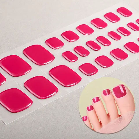 Strisce per Unghie dei Piedi in Gel Semi-Indurito Tinta Unita Glitter Fototerapia Avvolgenti per Unghie Lampada UV Richiesta Adesivi per Unghie per Donne