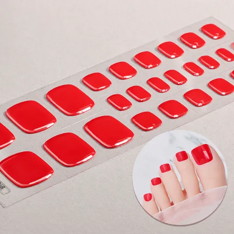 Strisce per Unghie dei Piedi in Gel Semi-Polimerizzato Tinta Unita Adesivi per Unghie UV Involucri per Pedicure Donna