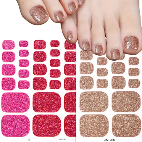 Pegatinas de Purpurina de Color Sólido para Uñas de los Pies Impermeables Brillantes Envolturas de Arte de Uñas Tiras Autoadhesivas