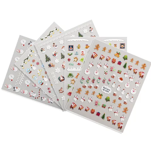 Adhesivos de Arte de Uñas de Navidad en Relieve 5D Muñeco de Nieve Copo de Nieve Papá Noel Calcomanías Suministros de Decoración de Diseño de Uñas de Vacaciones de Invierno