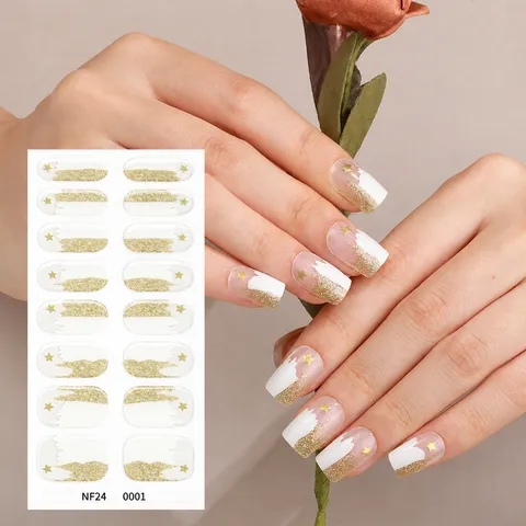 Adesivi per Unghie in Gel Semi-Indurito Strisce per Smalto per Unghie Stampa a Caldo 3D Impermeabile Rimovibile Fasce per Unghie in Gel UV per Donne