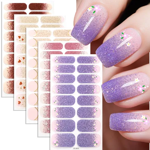 Adhesivos para Uñas Franceses con Brillo Degradado Estampados en Caliente