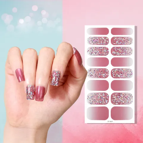 Strisce di Smalto per Unghie Glitterate con Fiocco di Neve Sfumato 3D Adesivi per Nail Art Adesivi per Manicure per Donne