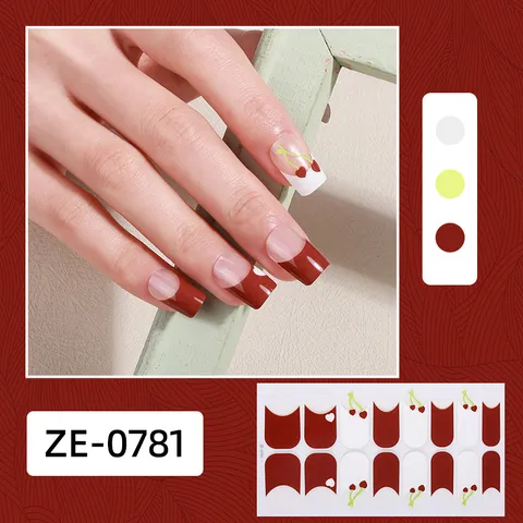 Envoltorios de Esmalte de Uñas para el Día de San Valentín Corazón Rosa Estampado de Labios Pegatinas de Uñas Uñas Postizas Calcomanías