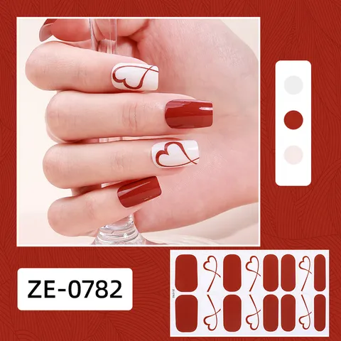 Envoltorios de Esmalte de Uñas para el Día de San Valentín Corazón Rosa Estampado de Labios Pegatinas de Uñas Uñas Postizas Calcomanías