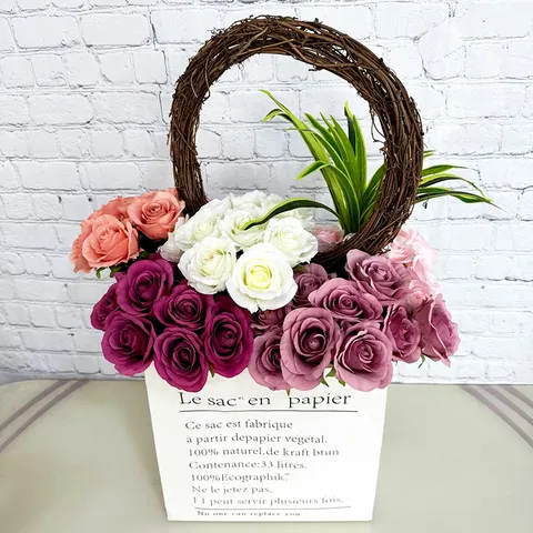 Artificial Silk Rose Flower Bouquet Fake Flowers For Wedding Home Hotel Party Decoration Background Styling