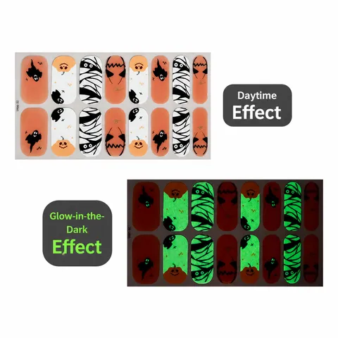 Halloween Luminous Nail Polish Film Glow In The Dark Ghost Skull Spider Web Nail Art Stickers Decals Party Decor