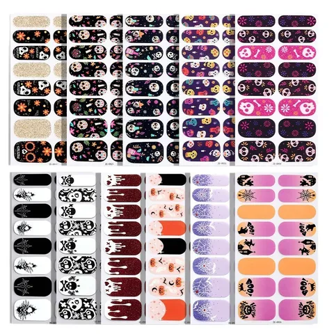 Halloween Luminoso Película de Esmalte de Uñas Brilla en la Oscuridad Fantasma Calavera Pegatinas Arte de Uñas
