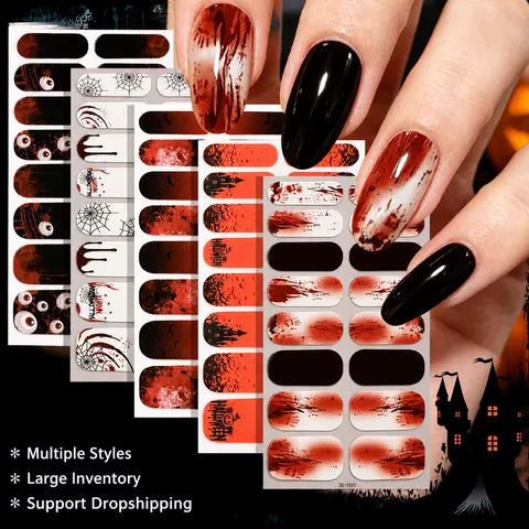 Halloween Luminous Nail Polish Film Glow In The Dark Ghost Skull Spider Web Nail Art Stickers Decals Party Decor