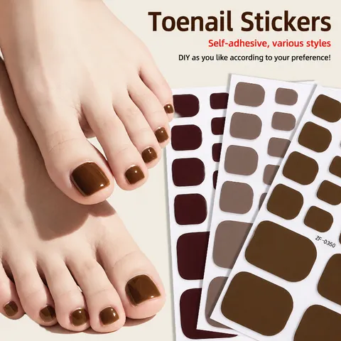 Envoltorios de Uñas de los Pies de Color Sólido Adhesivos Brillantes Pegatinas de Arte de Uñas de los Pies Suministros de Pedicura Para Mujeres