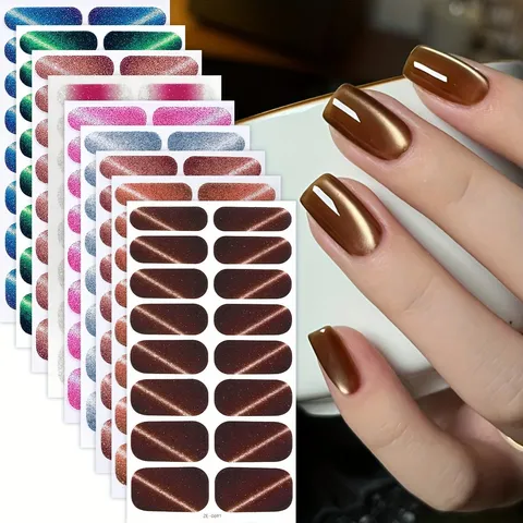 Adesivi per Pellicola per Smalto per Unghie Occhio di Gatto Diagonale Flash Transfrontaliero Involucri per Nail Art Sfumati Decalcomanie per Manicure