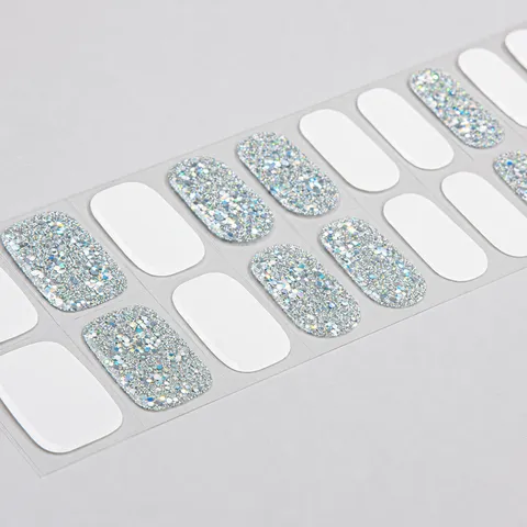 Strisce per Unghie in Gel UV Semi-Polimerizzato Tinta Unita Adesivi Smalto Glitterati con Strumenti per Manicure per Donne
