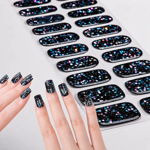 Sticker per Unghie in Gel Semi-Polimerizzato Glitter Brillante UV Adesivi per Nail Art Manicure Moda Bellezza