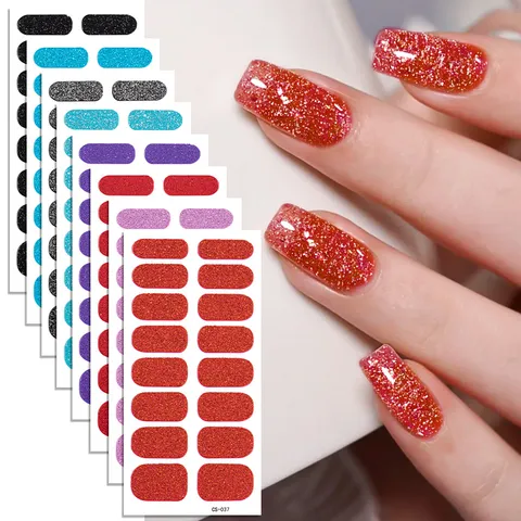 Adhesivos para Uñas con Brillo Degradado Colorido Impermeables Autoadhesivos para Mujeres Niñas Manicura
