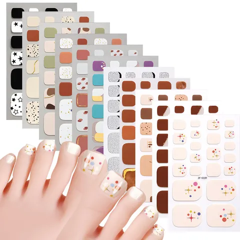 Involucri per Smalto per Unghie dei Piedi Estivi Doratura Glitter a Pois Ragazza Carina Adesivi per Nail Art delle Dita dei Piedi Adesivi per Unghie Giornalieri