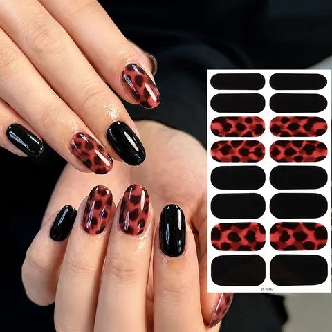 Adesivi per Unghie 3D in Stile Europeo e Americano Transfrontaliero Stampa Leopardata Gradiente Glitter Avvolgicarta per Smalto per Unghie