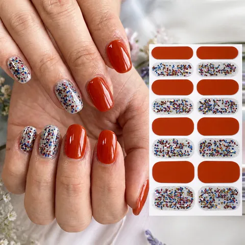 Adesivi per Unghie 3D in Stile Europeo e Americano Transfrontaliero Stampa Leopardata Gradiente Glitter Avvolgicarta per Smalto per Unghie