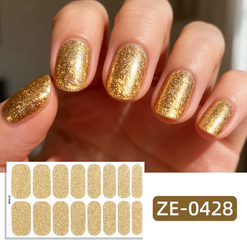 Cross Border Nail Polish Strips Glitter Gel Nail Stickers Colorful Sparkly Nail Wraps For Women Manicure Art Decoration