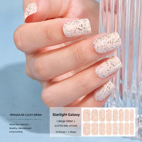 Strisce di Smalto per Unghie Transfrontaliere Adesivi per Unghie in Gel con Glitter Involucri per Unghie Lucidi Colorati per Donne Decorazione d'Arte per Manicure