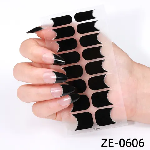Tiras de Esmalte de Uñas Sólidas Francesas Borde con Brillo Pegatinas Adhesivas para Arte de Uñas Calcomanías de Manucura para Mujeres
