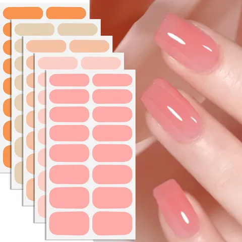 Pellicola per smalto per unghie a tinta unita impermeabile adesivi per nail art decalcomanie per manicure fai-da-te minimaliste per donne