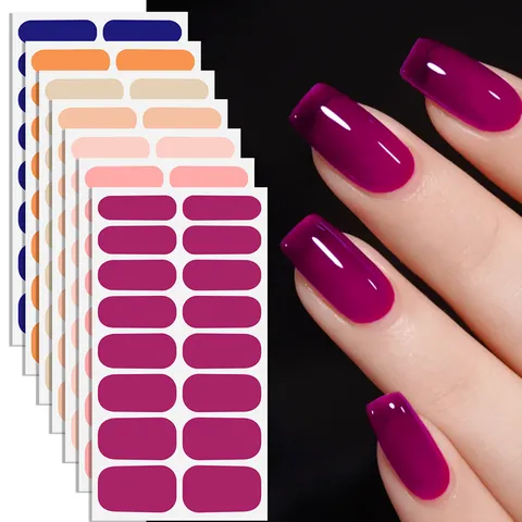 Pellicola per smalto per unghie a tinta unita impermeabile adesivi per nail art decalcomanie per manicure fai-da-te minimaliste per donne